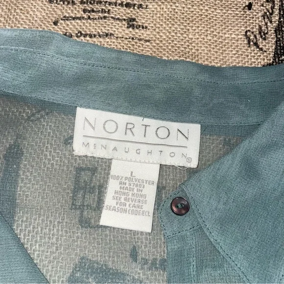 Norton Mcnaughton NWT! Eclipse See Throug Long Sleeve Button Down Blouse Size L - Picture 7 of 14